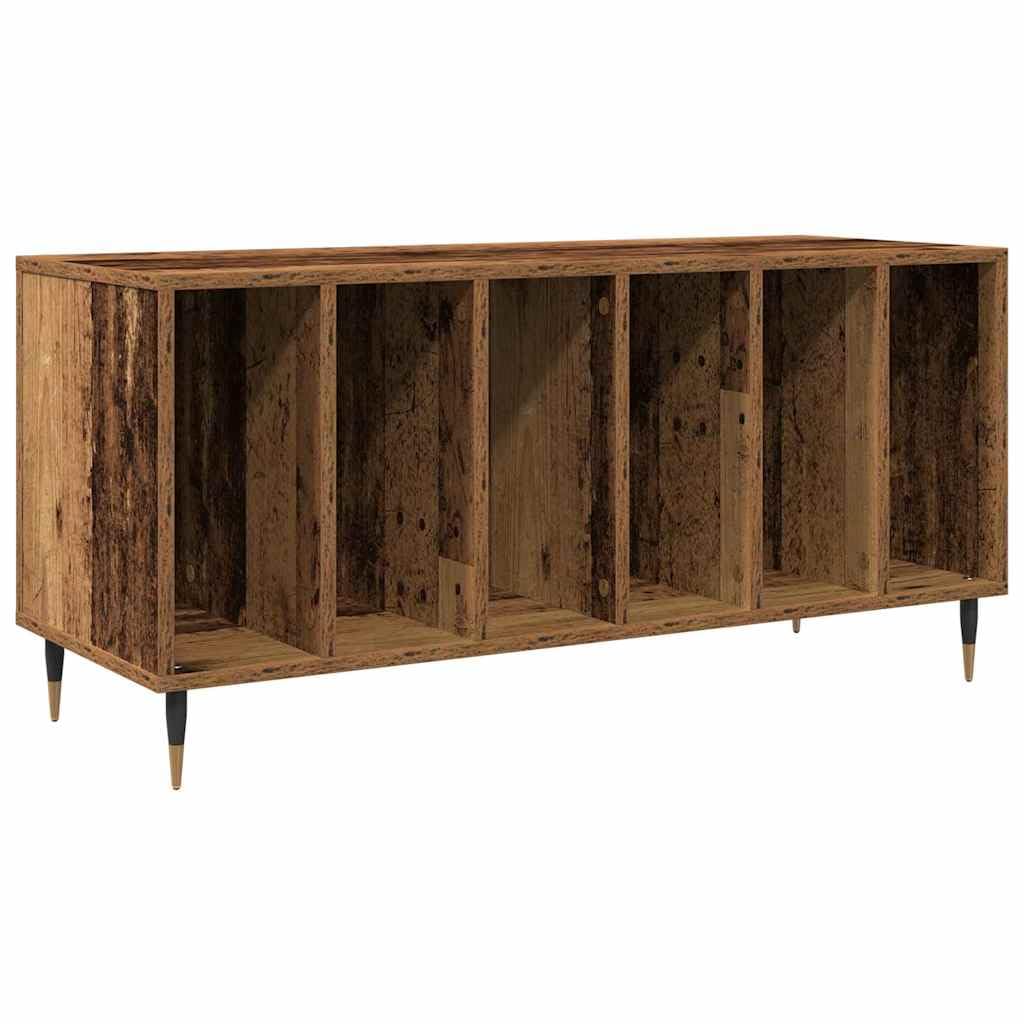 Meuble à vinyles buffet bas contemporain bois et métal pour rangement disques
