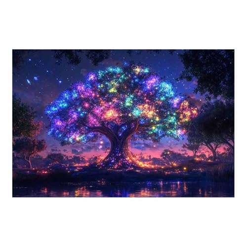 Tableau arbre de vie bleu 60x90cm sans cadre pour decoration moderne salon