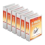 Cardinal Economy 3-Ring Binders, 3', Slant-D Rings, Holds 725 Sheets, ClearVue Presentation View, Non-Stick, White, Case of 6 (90771)