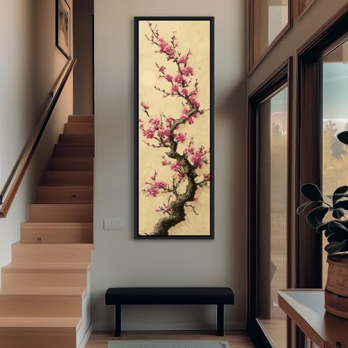 Toile florale rose japonaise 50x150 cm pour habiller un mur vide et raviver votre déco