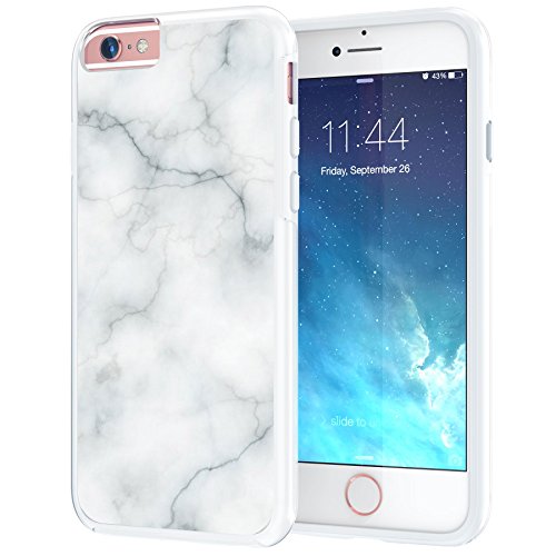 True Color Case Compatible with iPhone 6/S Plus Case (5.5”), White Marble [Stone Texture Collection] Slim Hybrid Hard Back + Soft TPU Bumper Protective Durable Cover [True Protect Series]