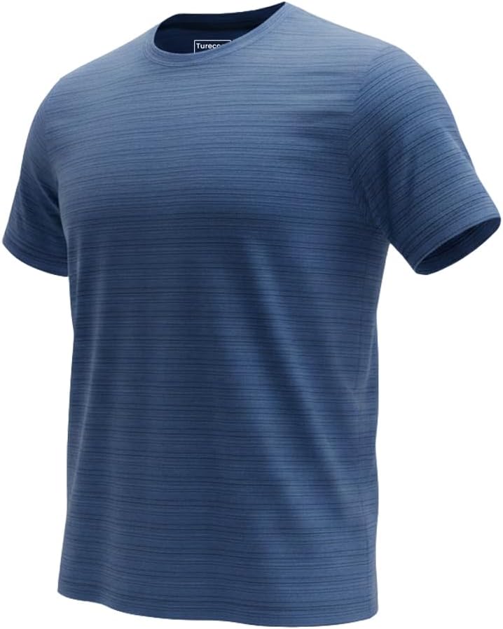 Men's Activewear T-Shirt, Striped, Moisture Wicking Performance Wear, Lightweight Workout Gym,Running Tee