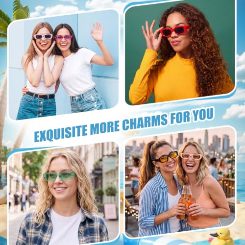 Image of Ecally 36 Set DIY Rectangle Sunglasses Decorating Kit for Women | Retro Sunglasses Bulk Outdoor Eyewear, Vintage Trendy Sunglasses for 90s Crafts Part