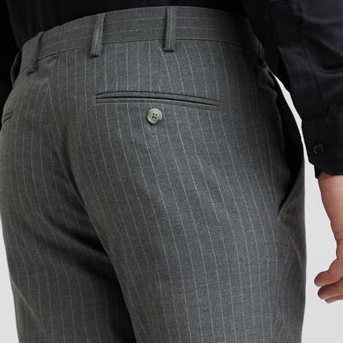 Image of Park Avenue Men Mid Rise Polyester Blend Stripe Pattern Super Slim Fit Flat Front Formal Trouser