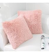 NordECO HOME Confezione da 2 federe per cuscini in finta pelliccia, 40 x 40 cm, lussuose, soffici, decorative, quadrate, 16 x 16 cm, per divano