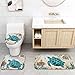 Sea Turtle Shower Curtain Sets with Non-Slip Rugs, Toilet Lid Cover and Bath Mat, Nautical Ocean Shower Curtains with 12 Hook s, Durable Waterproof Bath Curtain