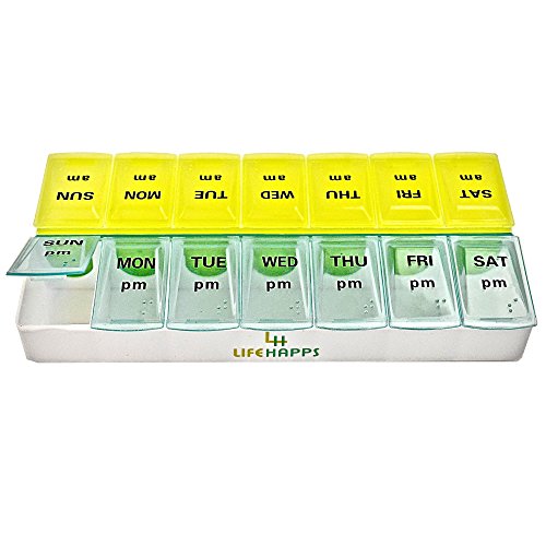 Large Weekly Pill Box- 7 Day Am/Pm Daily Pill Organizer Bpa Free By Lifehapps - Twice A Day 14 Compartment Medication Storage Case, The Perfect Container For Vitamins, Supplements And Medications- Ho #TOP4