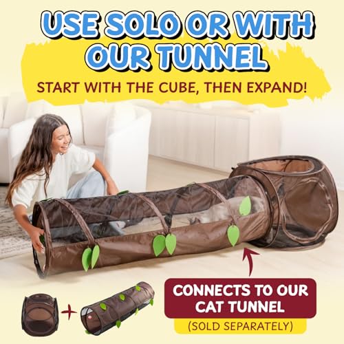 Snarky Pets Pop Up Cat Tent Cube 24x22x20” – Indoor/Outdoor Cat Play Tent with Mesh Sides & 14” Entry – Connects to Cat Tunnel – Foldable Cat House + Bonus Snarky Cat™ Digital Sticker & GIF Pack by Snarky Pets - Image 9