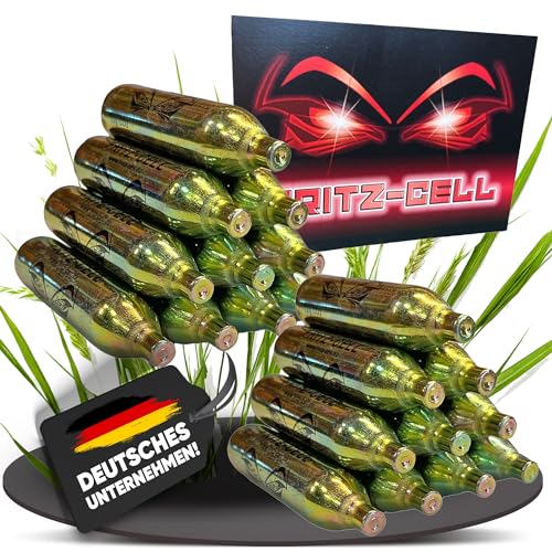 fritz-cell CO-Kapseln 12g 20 Stück für Airsoft Softair und Luftgewehre sauber versiegelt konstante Leistung rückstandsfrei korrosionsgeschützt 12g-System kompatibel