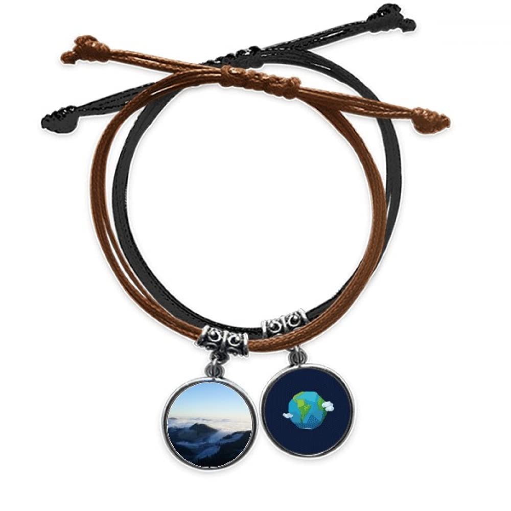Pulsera de cuerda tejida a mano con diseño de cielo nubes y montaña 3