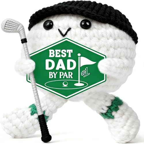 Golf Gifts for Dad Birthday Best Dad Birthday Presents Funny Fathers Day Christmas Handmade Knitted Crochet Present for Father Cute Golf Plush Stress Relief