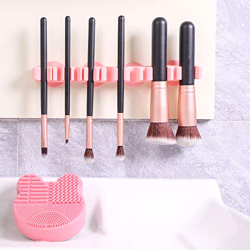 Oneleaf Silicone Makeup Brush Holder&Cleaner Sponge,Drying Brush &Remove Color, Has Various Sizes Holes For Different Brush, Quick Cleaner Sponge Without Water Or Chemical Solutions-Pink #TOP3