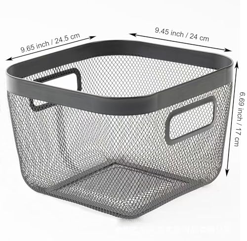 AJIODA Metal Mesh Steel Baskets, Household Wire Storage Organizer Bin Garden Harvest Basket Multi-functional Fruit Baskets with Handles for Kitchen Bathroom Picnic Shopping Decor Cabinet Home, Black by AJIODA - Image 2