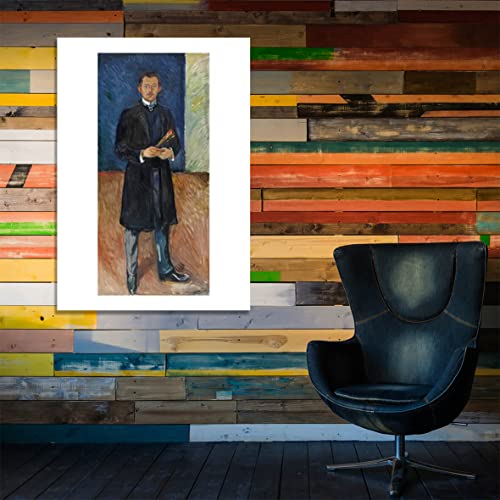 Poster Munch Autoportrait avec pinceaux impression semi-brillante - 6