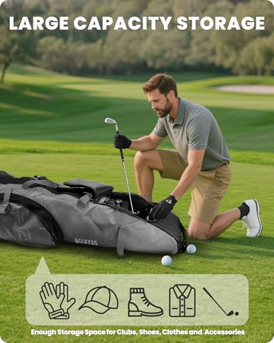 OutdoorMaster Gepolstert Golf Reisetasche mit Verstärkte Räder, 900D Heavy Duty Oxford Abriebfestigkeit & wasserdichte Golf Reisetasche, Soft-Sided Golfschlägertasche, Schuhe/Zubehör Lagerung