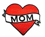 HHO Love MOM Patch Embroidered DIY Patches, Cute Applique Sew Iron on Kids Craft Patch for Bags Jackets Jeans Clothes