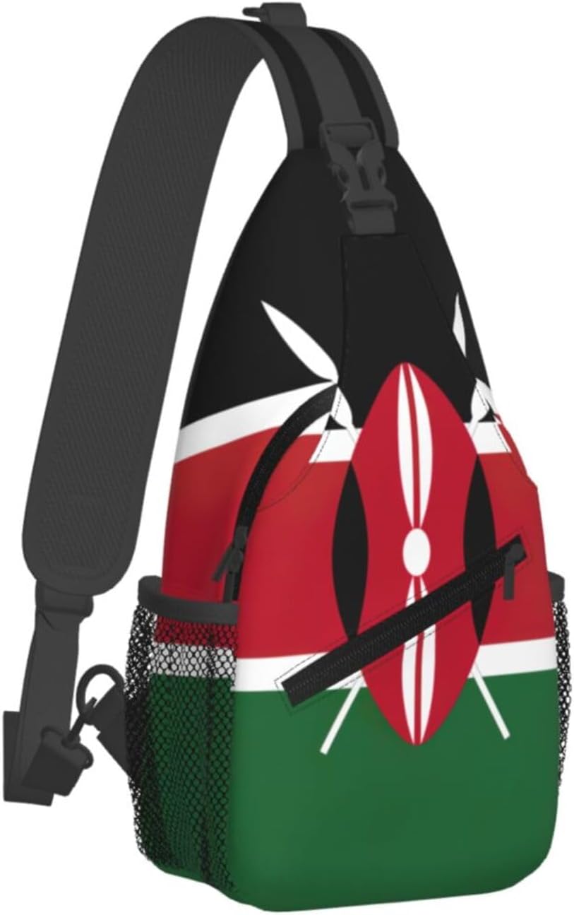 Durable Lightweight Flag of Kenya Print Cross chest bag diagonally for Travel Commute Daily Use