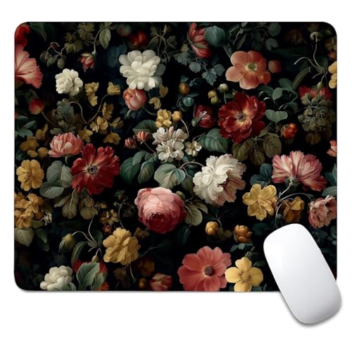 artslion Cute Aesthetic Mouse Pad 24x20cm Vintage Dark Flora