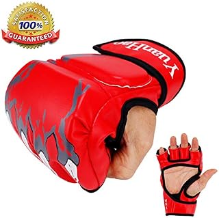 MMA Gloves Kickboxing Punching Gloves - Half-finger UFC Boxing Fight Gloves with Adjustable