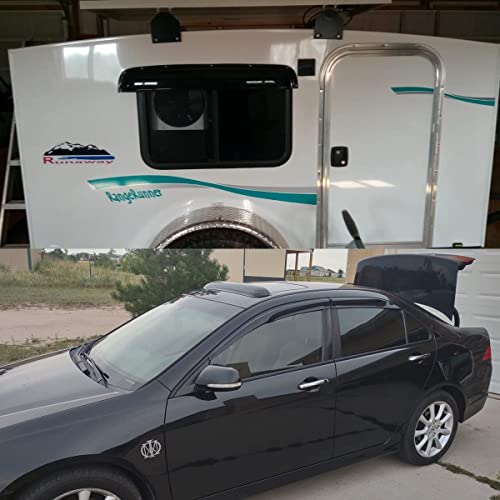 Image of 43inch Universal Shatterproof Sun Rain Guard Rainroof Top Wind Deflector,Tape On Dark Smoke Tint Auto Moonroof Window Visor Fit Sunroof Which Is Not Wider Than 41.8 inch,Rainy Windy Sunny Protection RN110