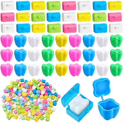 Pinkunn 300 Pcs Tooth Savers Box for Kids, Plastic Tooth Holders Bulk