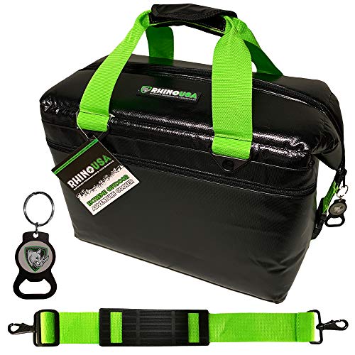 Rhino USA Soft Cooler (12-Can) Double Leakproof Liner, Upgraded Metal Clips, Shoulder Strap & Bottle Opener - Easily Holds Ice for 24 Hours - Soft Sided Insulated Bag for Lunch, Travel, Camping Etc.