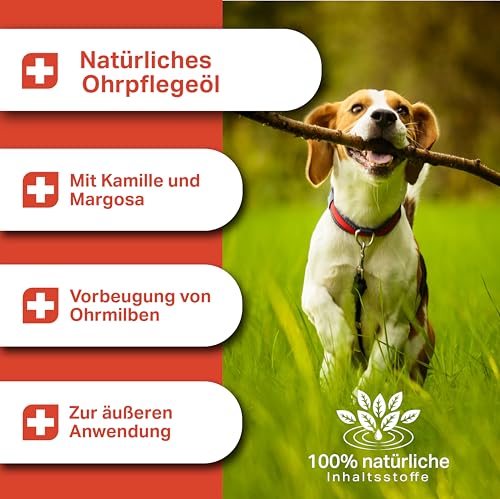MEDIDOG Ohren-Öl – 50 ml – gegen Ohr-Milben & Jucken – Pflege für Hunde mit Jojobaöl – Ohrenpflege – Ohrenöl-Extrakt