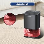 MADETEC Déshumidificateur, petits déshumidifiants pour maison 350pi2, 35 OZ Réservoir d'eau avec arrêt automatique, Ultra Tranquille, sauveuse d'énergie, Mini Déshumidifère pour Sous-sol Chambre Salle de bain Closet Garage RV(Noir)