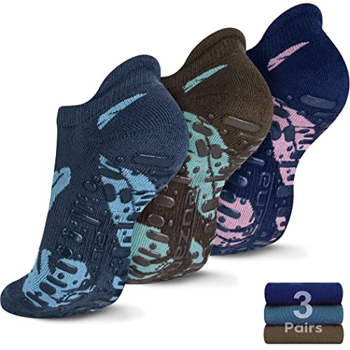 Image of Muezna Non Slip Yoga Socks for Women, Anti-Skid Pilates, Barre, Hospital Socks with Grips, Size 5-10