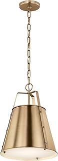 Kichler Etcher Pendant Light, White Glass, Champagne Bronze