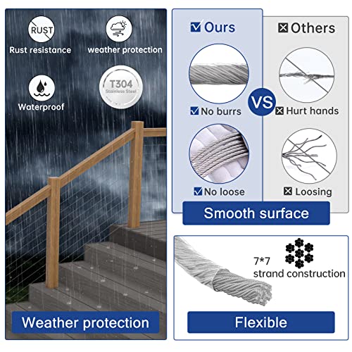 Muzata 165Ft Crystal Vinyl Coated Wire Rope 1/8" Thru 3/16" Wr07 And Heavy Duty 18" Hardened Cable Cutter Cr03 #TOP4
