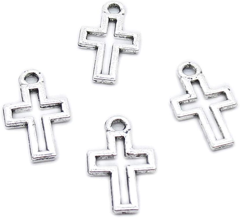 1570 Pieces Antique Silver Tone Jewelry Charms Suppliers Arts Crafts Making Beading Findings Crafting KB8F2O Latin Cross