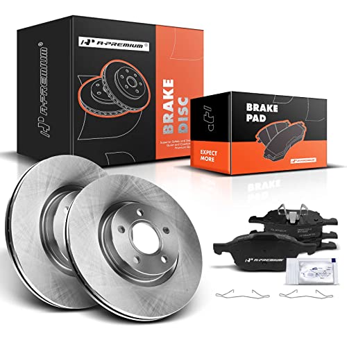 A-Premium 11.81 inch (300mm) Front Vented Disc Brake Rotors + Ceramic Pads Kit Compatible with Select Ford and Volvo Models - Escape 2013-2015/2017, C30 2007-2012, C70 2006-2012, S40 2005-2011, V50