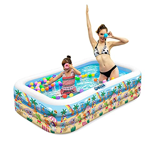 Joyin Inflatable Kiddie Swimming Pool Full-Size Swim Center Beach Pattern For Summer Fun Outdoor Kids/Family Activity, 120''*72''*22'' #TOP6