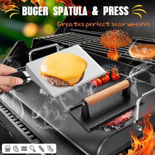RINPIR 33PCS Griddle Accessories Kit for Blackstone, Flat Top Grill Accessories Tools with Cooling Rack, Melting Dome and Burger Press, Professional Hibachi Spatula Gift Set for Outdoor Teppanyaki BBQ by RINPIR - Used condition - Image 4