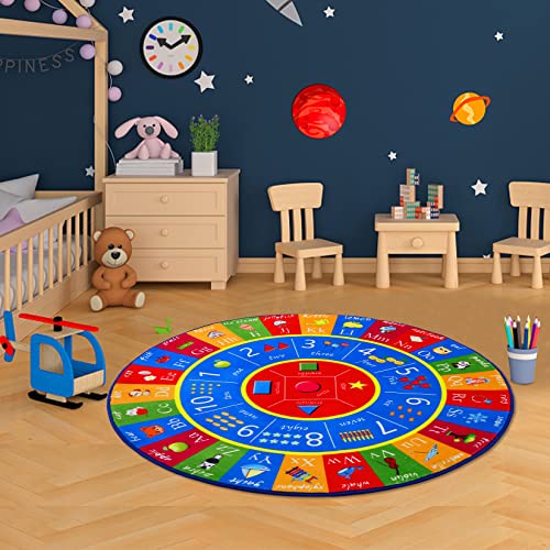 MillePark ABC Alphabet Kinderteppich, 3D Pattern Zahlen und Formen Teppich,...