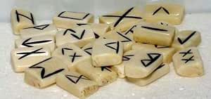 Casting Magic Water Buffalo Bone 25 Piece Elder Futhark Rune Stone Set