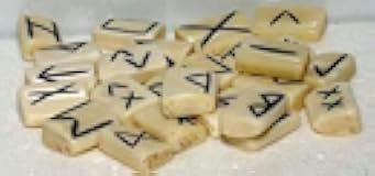 Casting Magic Water Buffalo Bone 25 Piece Elder Futhark Rune Stone Set