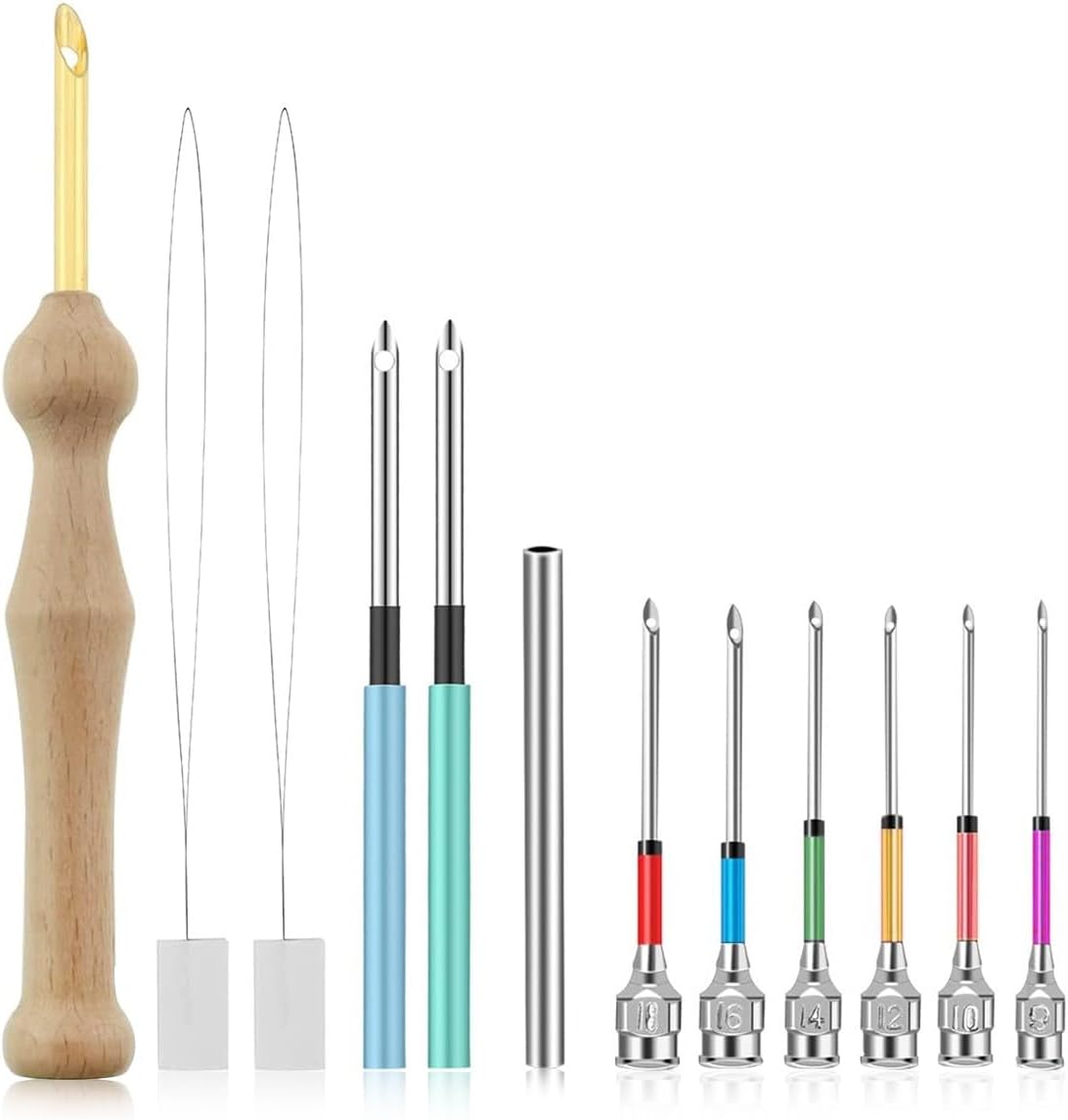 HASTHIP® 12PCS Punch Needle Set for Beginner, Embroidery Beginner Kit with Punch Needles Sewing