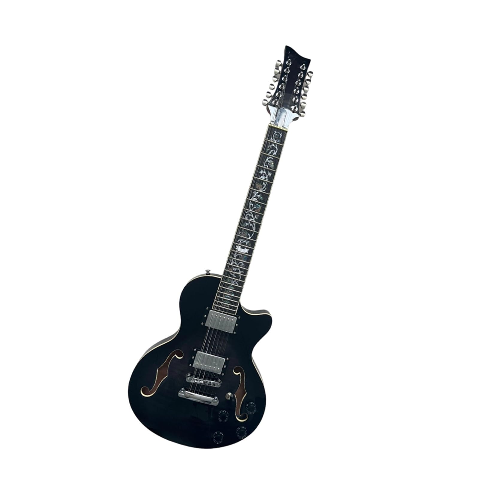 Chitarra Elettrica A 12 Corde Con Foro A F Nero Corpo In Mogano Pickup Humoke Chitarre Elettriche Principianti