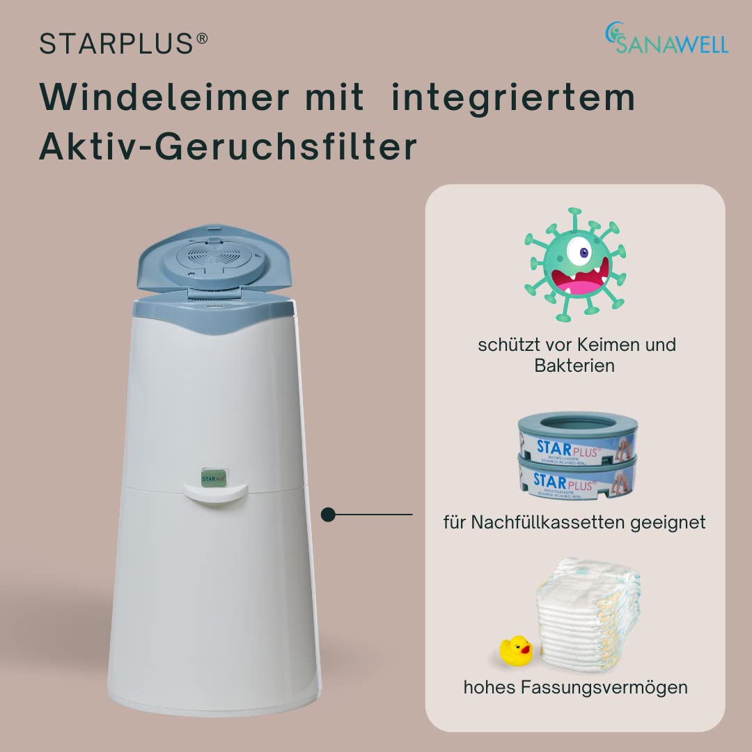 MEDOSAN Windeleimer Nachbestell-Set | 13teilig | geruchsdicht | keimfrei | Fassungsvermögen bis zu 200 Windeln | integrierter Aktiv-Geruchsfilter