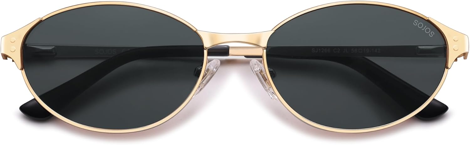 SOJOS Retro Oval Polarized Sunglasses for Women Men, Trendy Chic Cat Eye 90s Y2K Sunnies SJ1266 - Image 2