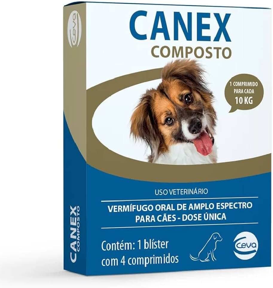 Ceva Vermífugo Canex Composto para Cães, 4 Comprimidos, multicolorido