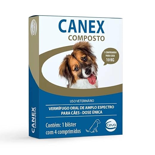 Ceva Vermífugo Canex Composto para Cães, 4 Comprimidos, multicolorido