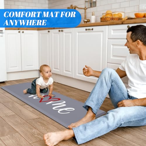 HappyTrends Kitchen Mat Cushioned Anti-Fatigue Rug Non-Slip Kitchen Rugs Stain Resistant Ergonomic Comfort Mat for Floor, Office, Sink, Laundry (17.3"x 60", Grey) — view 6