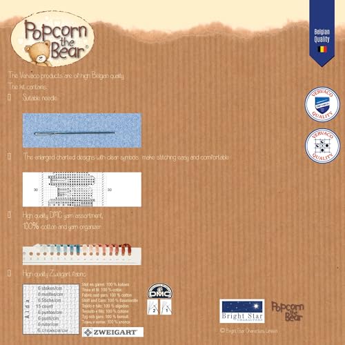 Kit point de croix compté marque-page DIY Popcorn Biscuit Vervaco