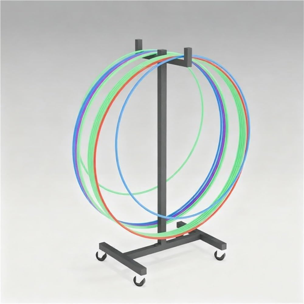 Mobile Hula Hoop Holder on Wheels, Rolling PE Equipment Storage Rack, Metal Organizer for Home, Gym, School, No Hula Hoop