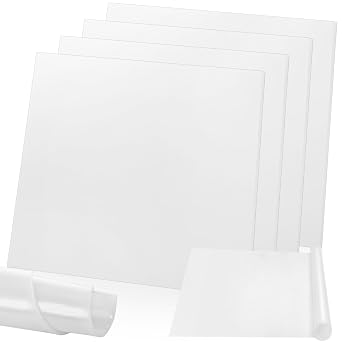 Tlence 4 Pack Translucent Silicone Sheets, 12 x 12 x 1/8 60A Duro White Rubber Mat, Heavy Duty Rubber Gasket Material, Semi Clear Silicone Pads for DIY Seals, Flooring,76 to 356F Resistant