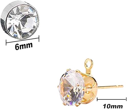 Miniatura 2 de 100 aretes de diamantes de imitación con lazo y 200 piezas de aretes de acero inoxidable hipoalergénicos para hacer joyas, bricolaje dorado