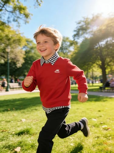 Image of KIDLAGA Toddler Boy Clothes Long Sleeve Sweatshirt Tops and Pants Boys 2-Piece Kids Winter Outfits